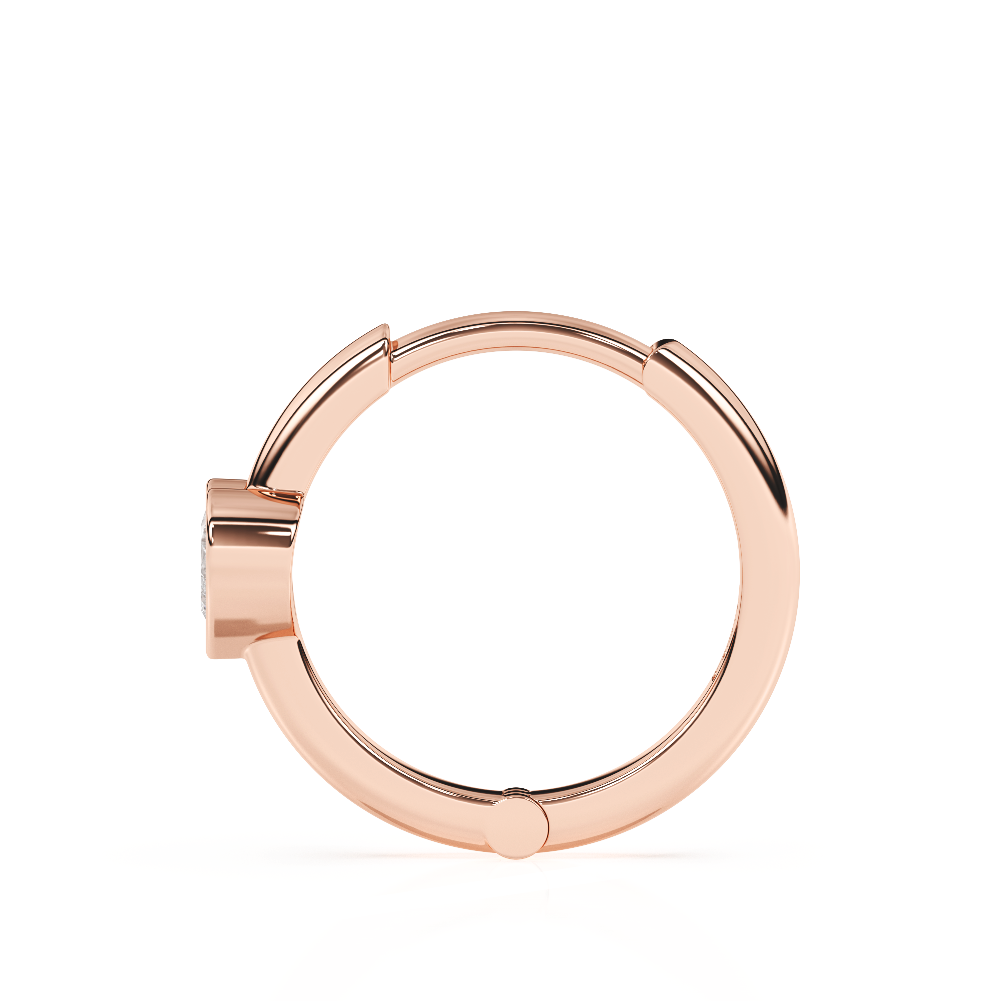 Endless Love, Clear Heart CZ Huggie Hoop Earrings - Solid 14K Rose Gold, Huggie Hoop, for Babies & Children