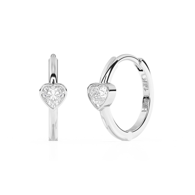 Endless Love, Clear Heart CZ Huggie Hoop Earrings4