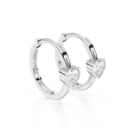 Endless Love, Clear Heart CZ Huggie Hoop Earrings - Solid 14K White Gold, Huggie Hoop, for Babies & Children