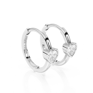 Endless Love, Clear Heart CZ Huggie Hoop Earrings - Solid 14K White Gold, Huggie Hoop, for Babies & Children