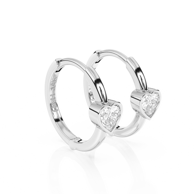 Endless Love, Clear Heart CZ Huggie Hoop Earrings1