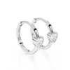 Endless Love, Clear Heart CZ Huggie Hoop Earrings - Solid 14K White Gold, Huggie Hoop, for Babies & Children
