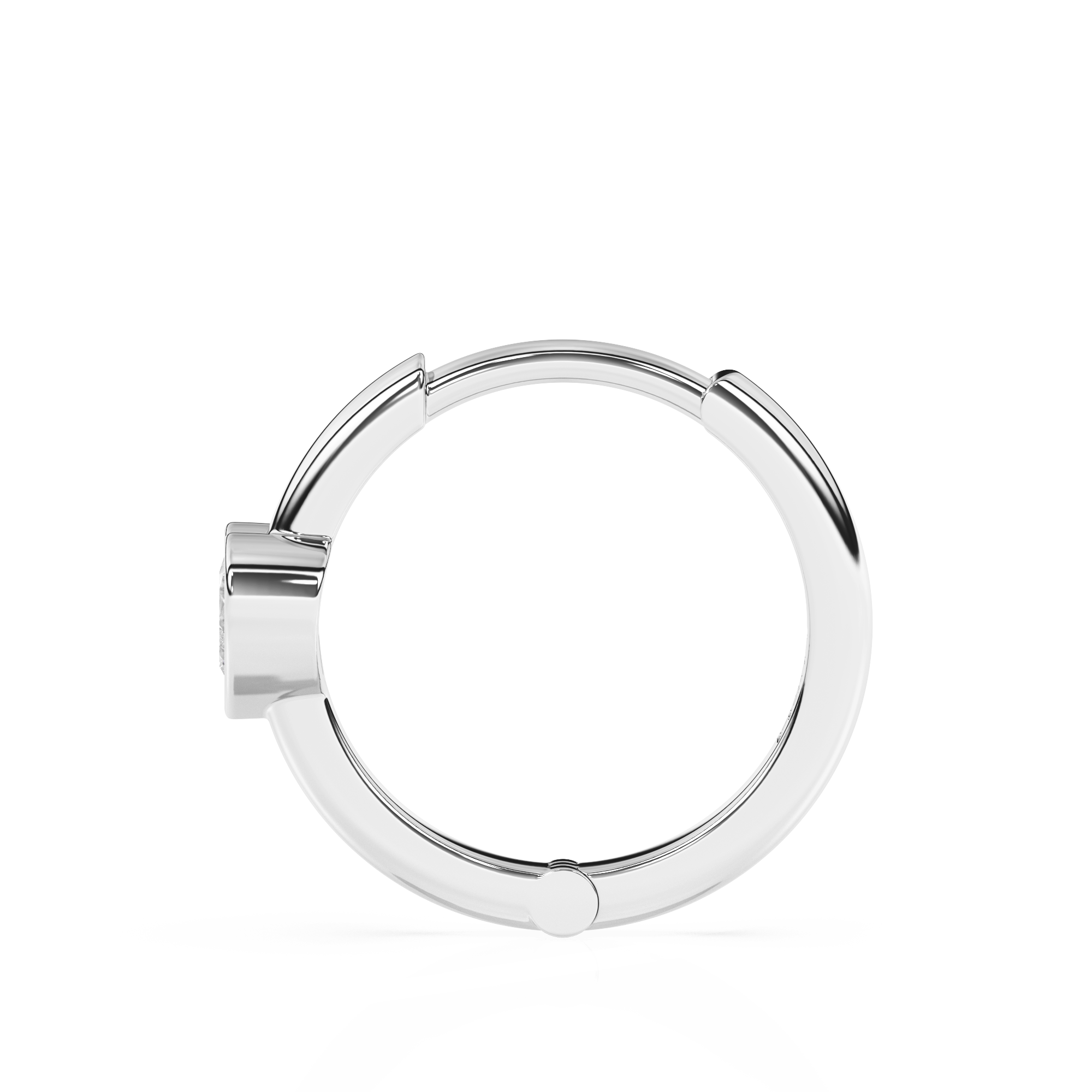 Endless Love, Clear Heart CZ Huggie Hoop Earrings - Solid 14K White Gold, Huggie Hoop, for Babies & Children