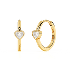 Endless Love, Clear Heart CZ Huggie Hoop Earrings - Solid 14K Gold, Huggie Hoop, for Babies & Children