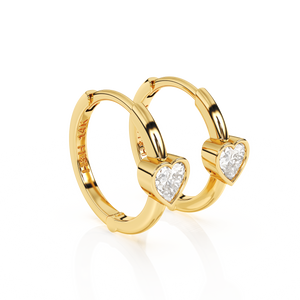 Endless Love, Clear Heart CZ Huggie Hoop Earrings - Solid 14K Gold, Huggie Hoop, for Babies & Children