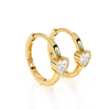 Endless Love, Clear Heart CZ Huggie Hoop Earrings - Solid 14K Gold, Huggie Hoop, for Babies & Children