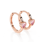 Endless Love, Pink Heart CZ, Huggie Hoop Earrings - Solid 14K Rose Gold, Huggie Hoop, for Babies & Children
