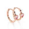 Endless Love, Pink Heart CZ, Huggie Hoop Earrings - Solid 14K Rose Gold, Huggie Hoop, for Babies & Children