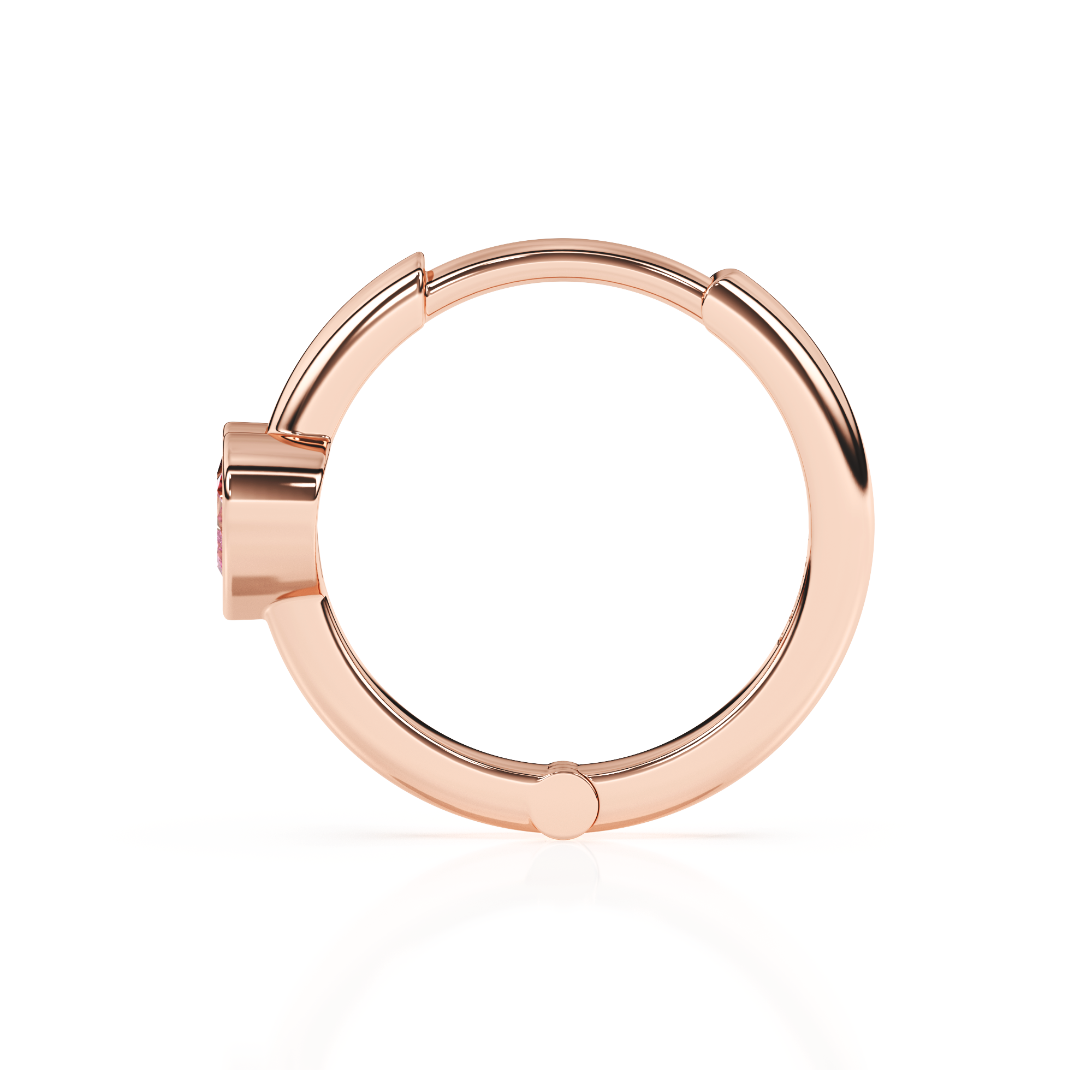 Endless Love, Pink Heart CZ, Huggie Hoop Earrings - Solid 14K Rose Gold, Huggie Hoop, for Babies & Children