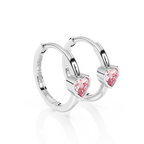 Endless Love, Pink Heart CZ, Huggie Hoop Earrings - Solid 14K White Gold, Huggie Hoop, for Babies & Children
