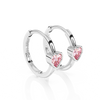 Endless Love, Pink Heart CZ, Huggie Hoop Earrings - Solid 14K White Gold, Huggie Hoop, for Babies & Children