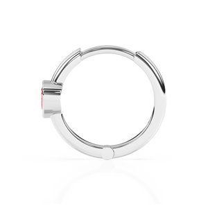 Endless Love, Pink Heart CZ, Huggie Hoop Earrings - Solid 14K White Gold, Huggie Hoop, for Babies & Children