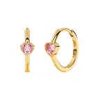 Endless Love, Pink Heart CZ, Huggie Hoop Earrings - Solid 14K Gold, Huggie Hoop, for Babies & Children
