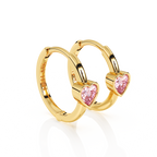 Endless Love, Pink Heart CZ, Huggie Hoop Earrings - Solid 14K Gold, Huggie Hoop, for Babies & Children