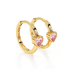 Endless Love, Pink Heart CZ, Huggie Hoop Earrings - Solid 14K Gold, Huggie Hoop, for Babies & Children