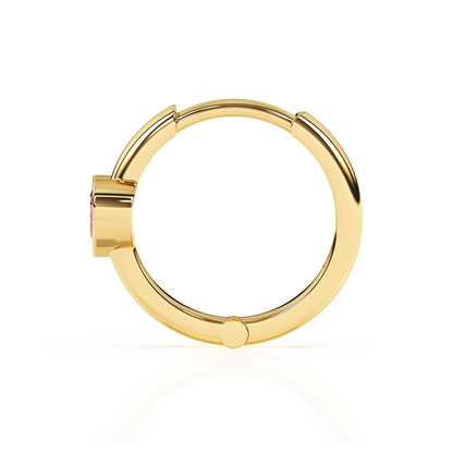 Endless Love, Pink Heart CZ, Huggie Hoop Earrings - Solid 14K Gold, Huggie Hoop, for Babies & Children