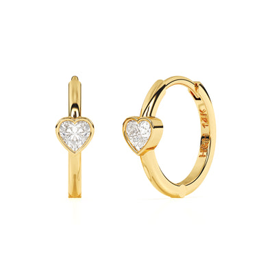 Endless Love, Clear Heart CZ Huggie Hoop Earrings4