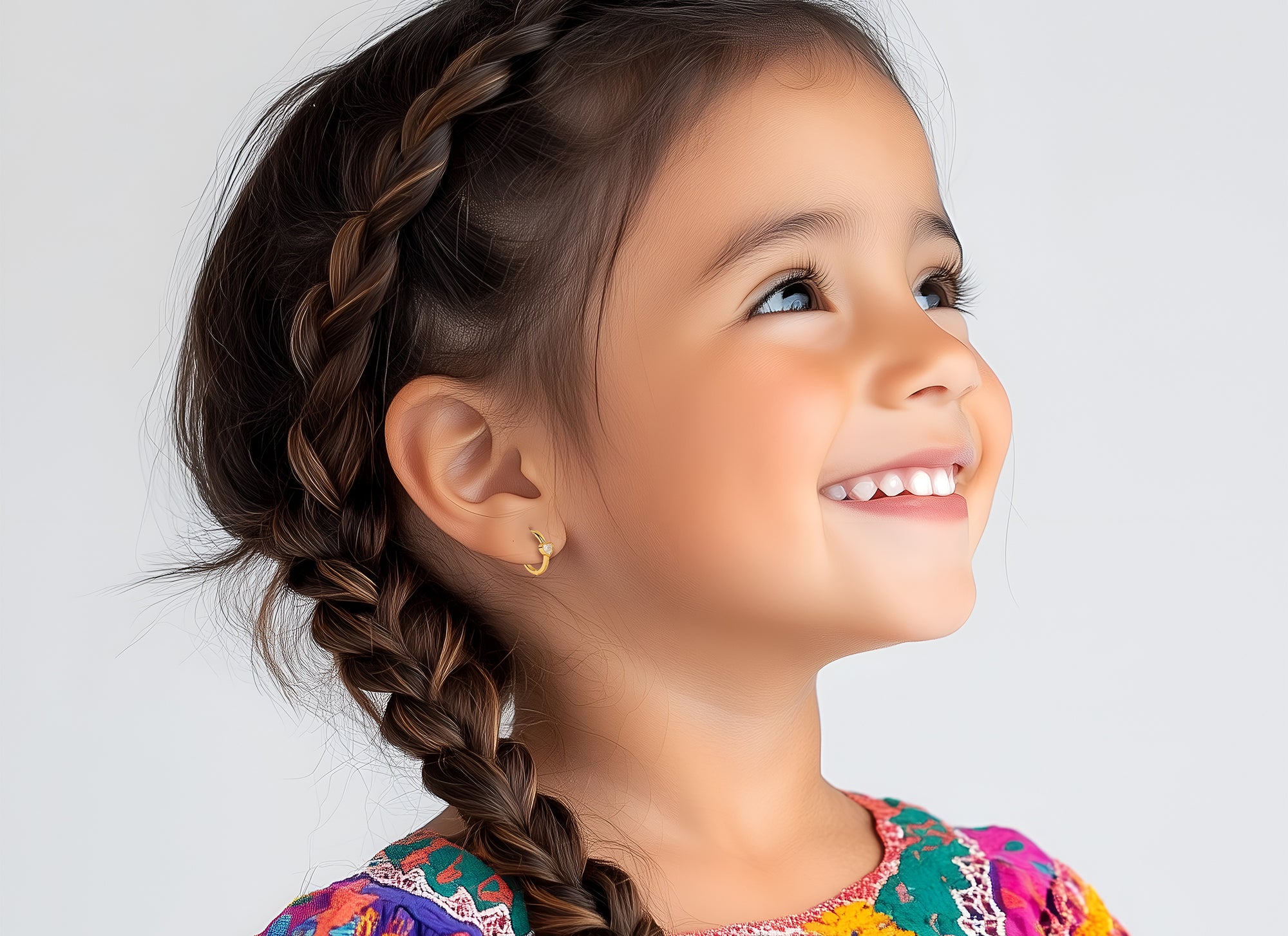 Endless Love, Clear Heart CZ Huggie Hoop Earrings - Solid 14K Gold, Huggie Hoop, for Babies & Children