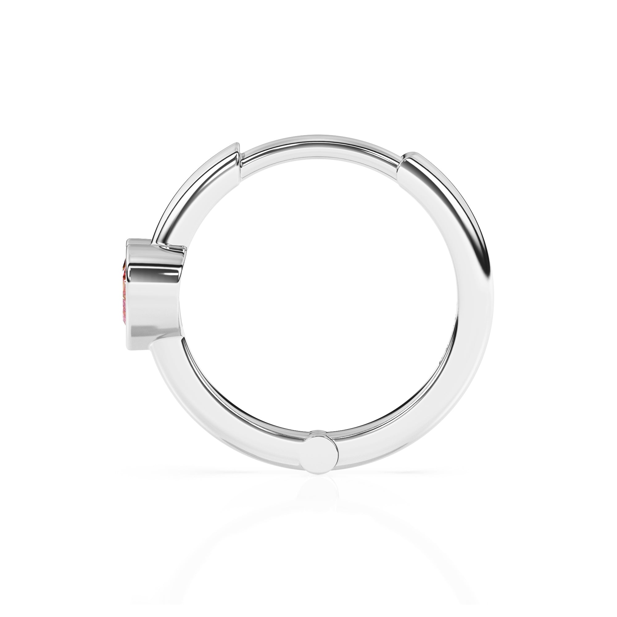 Pendientes de aro con circonitas cúbicas en forma de corazón rosa "Amor infinito" - Oro blanco macizo de 14 quilates, para bebés y niños