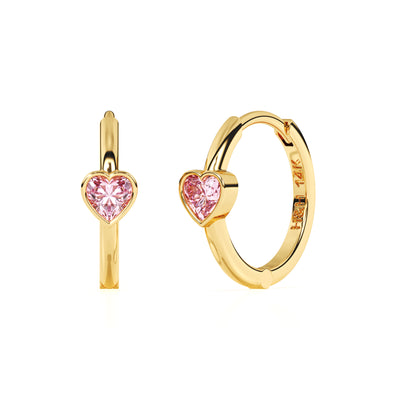 Endless Love, Pink Heart CZ, Huggie Hoop Earrings4