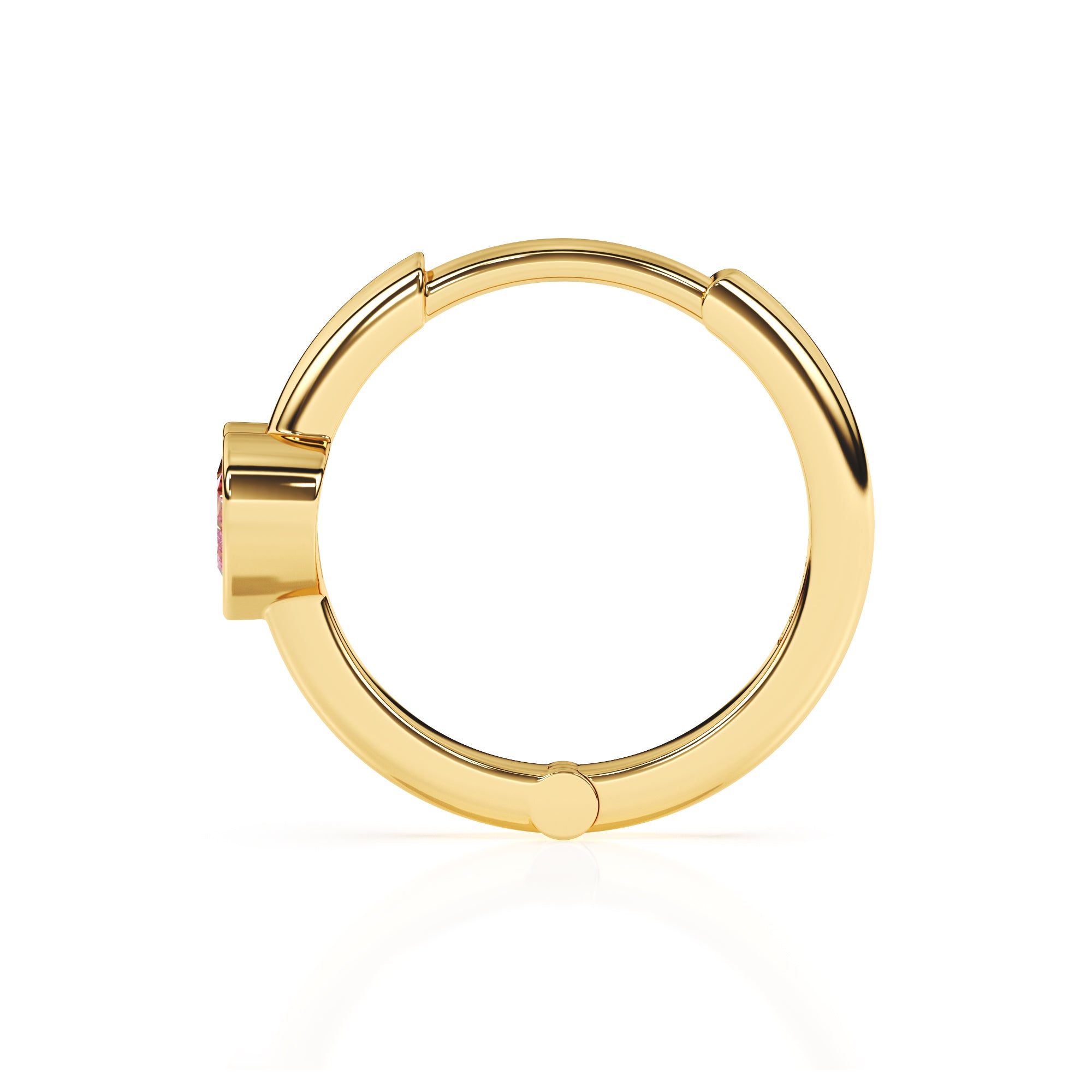 Pendientes de aro con circonitas cúbicas y corazón rosa "Amor infinito" - Oro macizo de 14 quilates, para bebés y niños