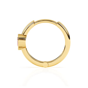 Pendientes de aro con circonitas cúbicas y corazón rosa "Amor infinito" - Oro macizo de 14 quilates, para bebés y niños