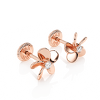 Eternal Blossom, Clear CZ Stud Earrings - Solid 14K Rose Gold, Screw Back, for Babies & Children