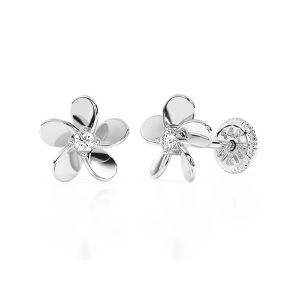 Eternal Blossom, Clear CZ Stud Earrings4