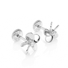Eternal Blossom, Clear CZ Stud Earrings - Solid 14K White Gold, Screw Back, for Babies & Children
