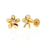 Eternal Blossom, Clear CZ Stud Earrings - Solid 14K Gold, Screw Back, for Babies & Children