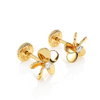 Eternal Blossom, Clear CZ Stud Earrings - Solid 14K Gold, Screw Back, for Babies & Children