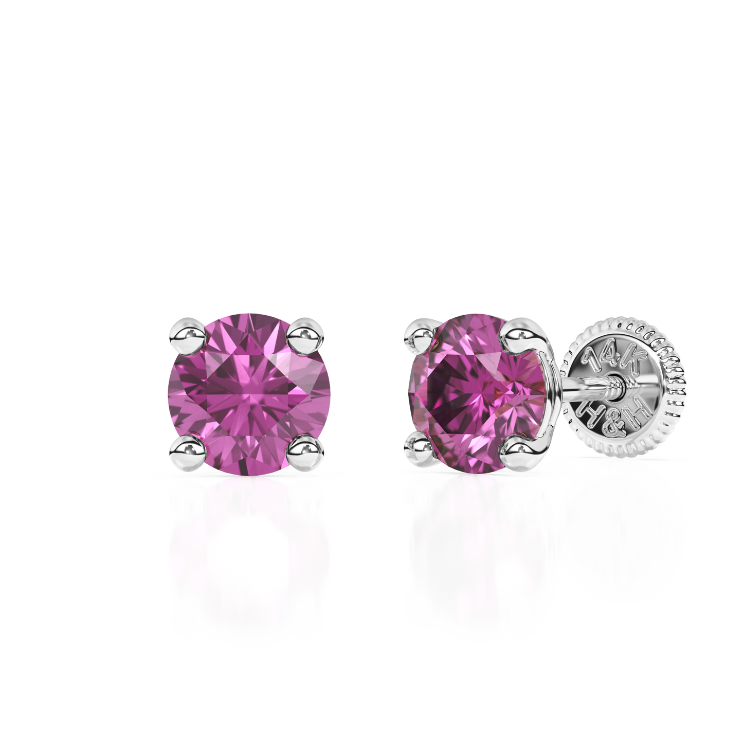 February Birthstone, 4mm Swarovski Crystal Stud Earrings - Solid 14K White Gold, Screw Back, for Babies & Children