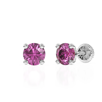 February Birthstone, 4mm Swarovski Crystal Stud Earrings - Solid 14K White Gold, Screw Back, for Babies & Children