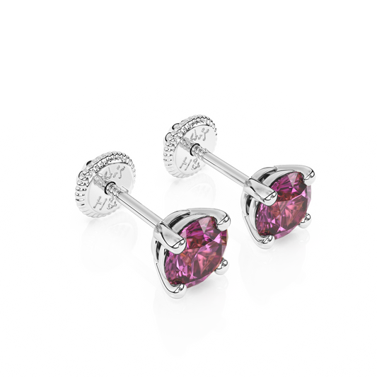 February Birthstone, 4mm Swarovski Crystal Stud Earrings - Solid 14K White Gold, Screw Back, for Babies & Children