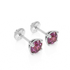 February Birthstone, 4mm Swarovski Crystal Stud Earrings - Solid 14K White Gold, Screw Back, for Babies & Children
