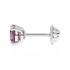 February Birthstone, 4mm Swarovski Crystal Stud Earrings - Solid 14K White Gold, Screw Back, for Babies & Children