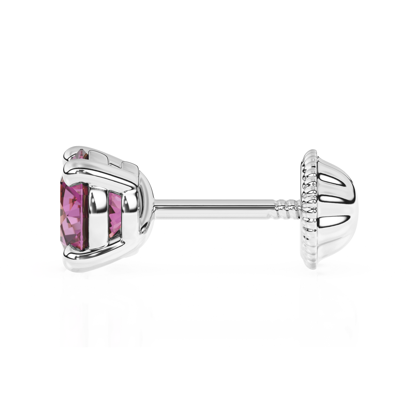 February Birthstone, 4mm Swarovski Crystal Stud Earrings - Solid 14K White Gold, Screw Back, for Babies & Children
