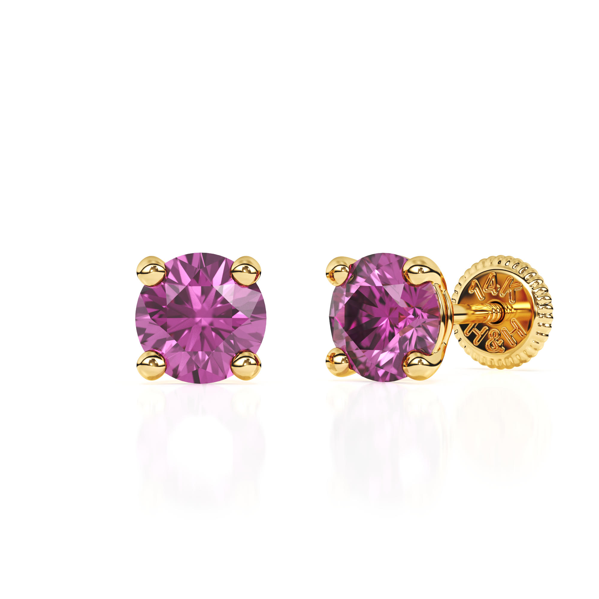 February Birthstone, 4mm Swarovski Crystal Stud Earrings - Solid 14K Gold, Screw Back, for Babies & Children