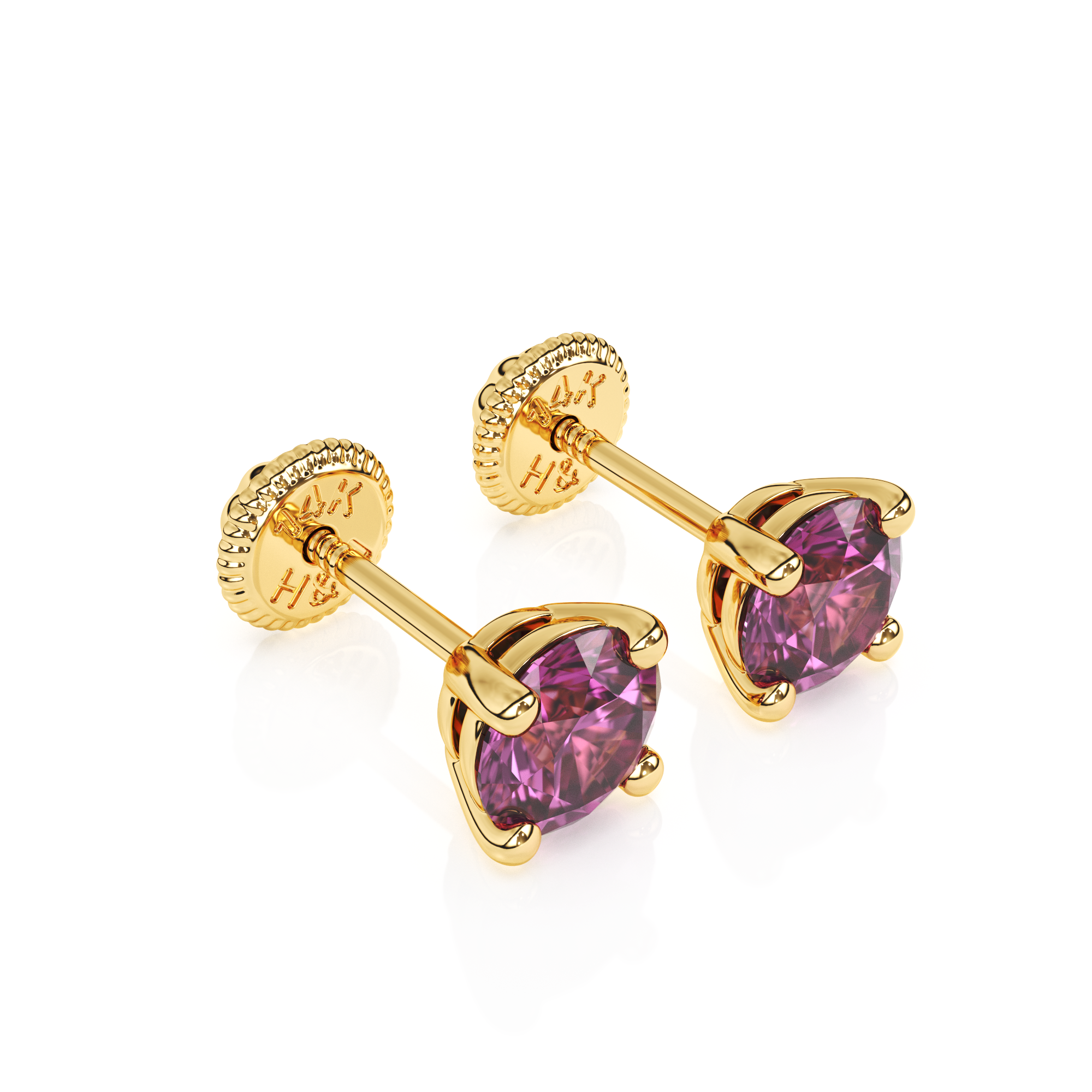 February Birthstone, 4mm Swarovski Crystal Stud Earrings - Solid 14K Gold, Screw Back, for Babies & Children