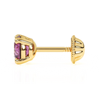February Birthstone, 4mm Swarovski Crystal Stud Earrings - Solid 14K Gold, Screw Back, for Babies & Children