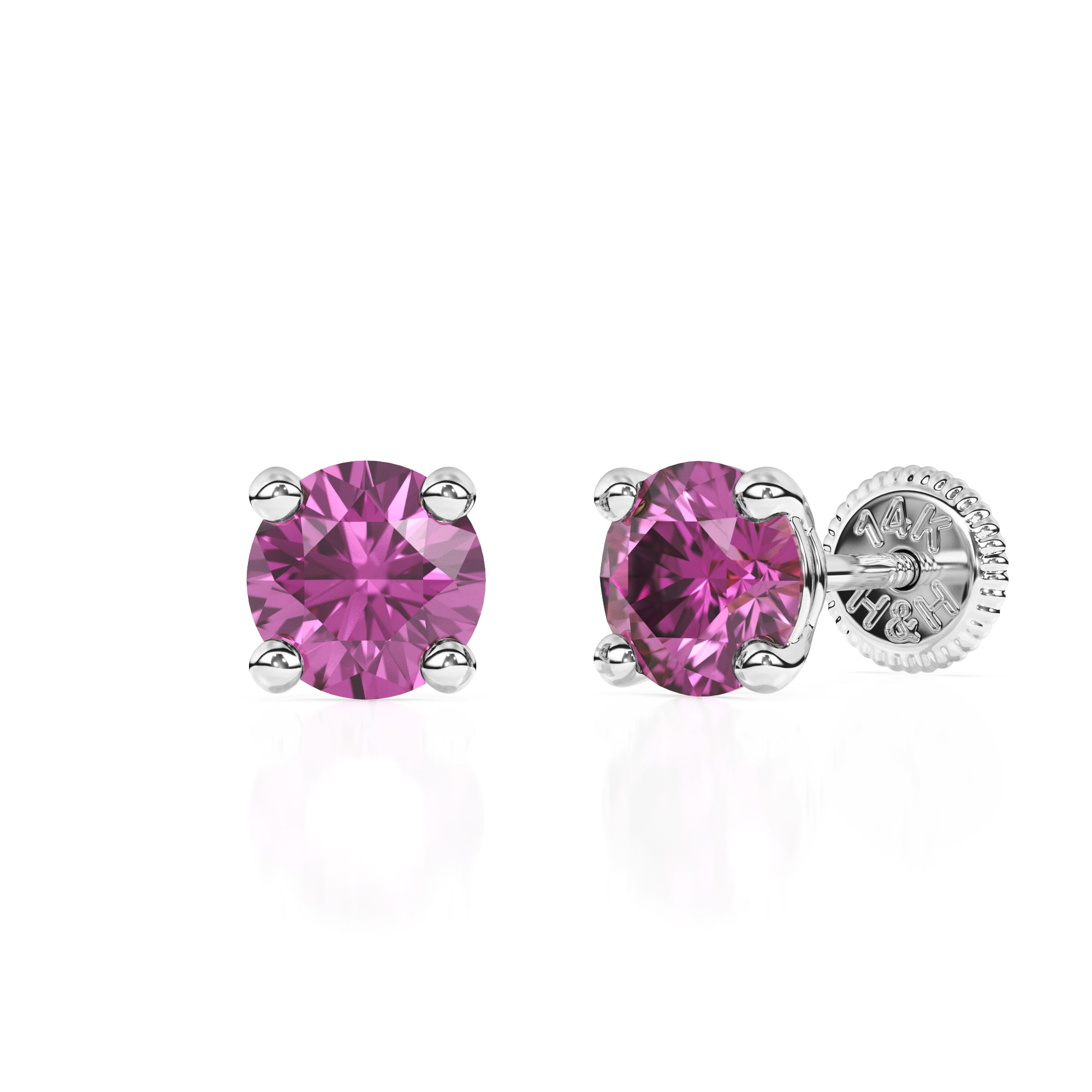 Swarovski February birthstone stud earrings in white gold with screwback post.