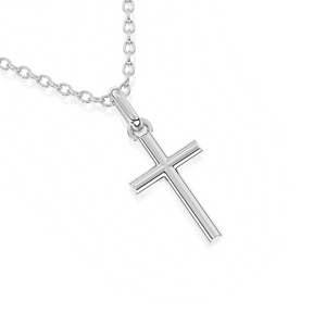 Forever Faithful Children’s Cross Necklace White Gold 7
