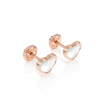 Genuine Love, Mother of Pearl Heart Stud Earrings - Solid 14K Rose Gold, Screw Back, for Babies & Children