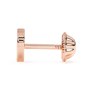 Genuine Love, Mother of Pearl Heart Stud Earrings - Solid 14K Rose Gold, Screw Back, for Babies & Children