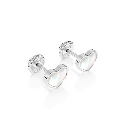 Genuine Love, Mother of Pearl Heart Stud Earrings1