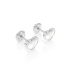 Genuine Love, Mother of Pearl Heart Stud Earrings - Solid 14K White Gold, Screw Back, for Babies & Children