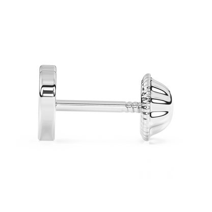 Genuine Love, Mother of Pearl Heart Stud Earrings - Solid 14K White Gold, Screw Back, for Babies & Children