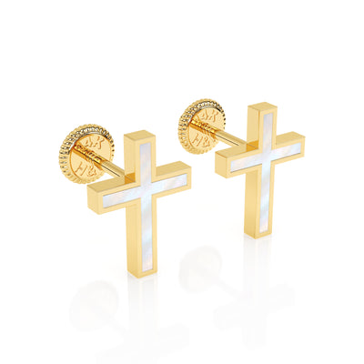 Genuine Faith, Mother of Pearl Cross Stud Earrings1