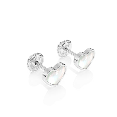 Genuine Love, Mother of Pearl Heart Stud Earrings1