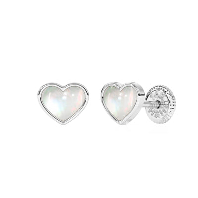 Genuine Love, Mother of Pearl Heart Stud Earrings4